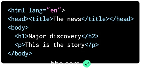 HTML code snippet showing a news article structure