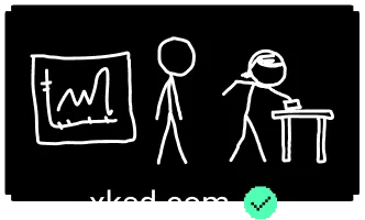 XKCD-style stick figure drawing showing a graph and two people